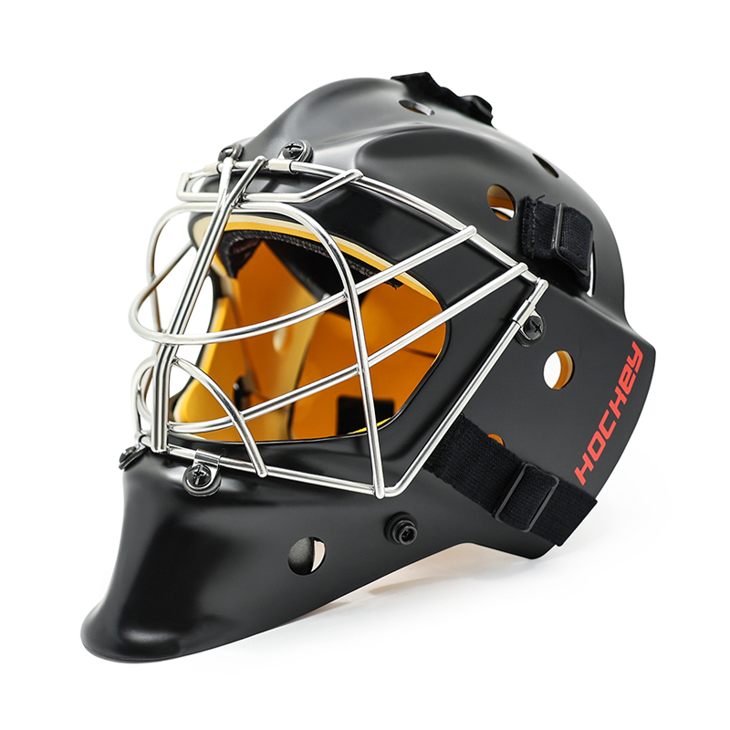 Vit stålsäkerhetsskyddande ishockey målvakthjälm