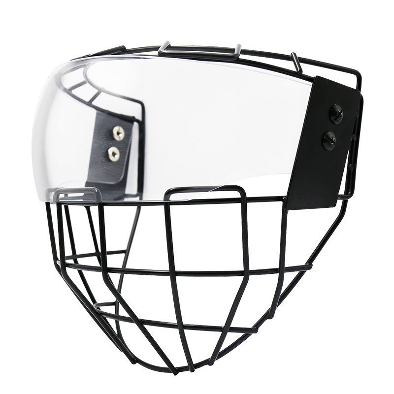 Svart ishockeyhjälm Face Cage Visir Shield