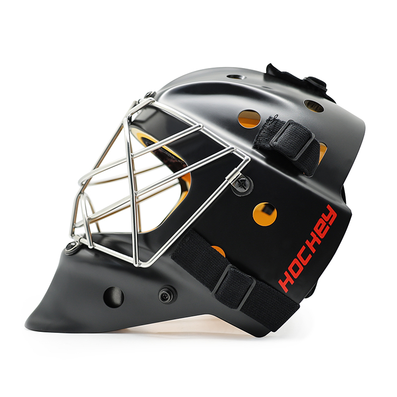 Vit stålsäkerhetsskyddande ishockey målvakthjälm