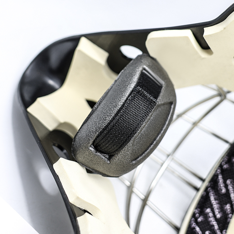 Vitt stålhuvudskydd ishockey målvakthjälm