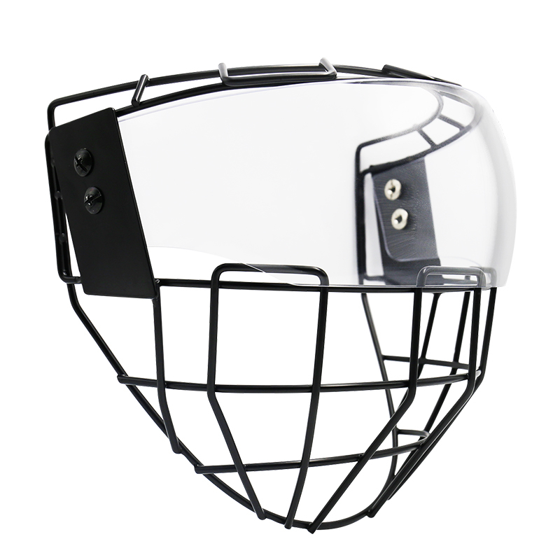 Svart ishockeyhjälm Face Cage Visir Shield