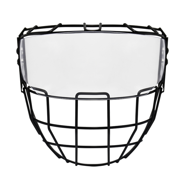 Svart ishockeyhjälm Face Cage Visir Shield