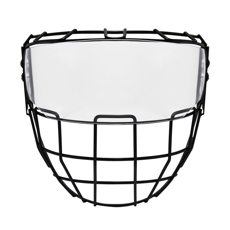 Svart ishockeyhjälm Face Cage Visir Shield